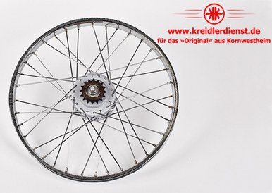 Hinterrad mit Achse Ø 12 mm  ohne Bremsdeckel (Nabenkörper aufgearbeitet)